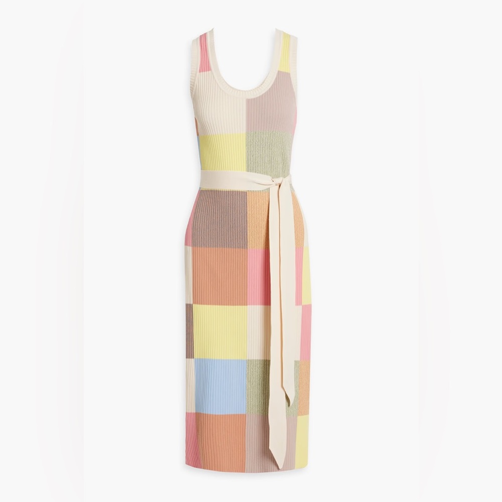 Zimmermann Jeannie Ribbed Color-Block Cotton Midi dress